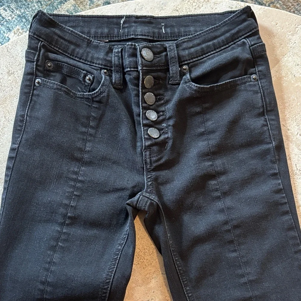 Free‎ People size 23 waist Black Women's Jeans with cute slit on front